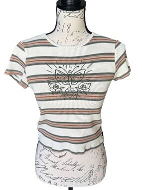Five Star General Striped Butterfly Ribbed Top